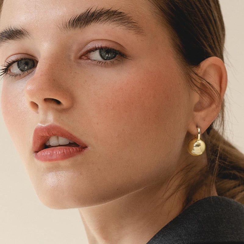 KesaPlan 14k Gold Plated Ball Dangle Earrings for Women Sterling Silver Ball Drop Earrings Hypoallergenic Round Hoop Earring Leverback Lightweight Earrings Fashion Jewelry - Image 2
