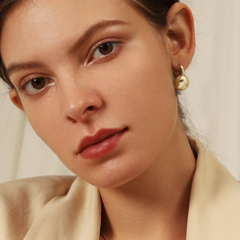 KesaPlan 14k Gold Plated Ball Dangle Earrings for Women Sterling Silver Ball Drop Earrings Hypoallergenic Round Hoop Earring Leverback Lightweight Earrings Fashion Jewelry - Image 3
