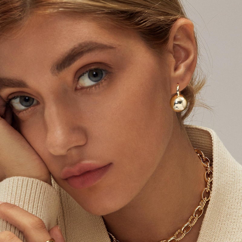 KesaPlan 14k Gold Plated Ball Dangle Earrings for Women Sterling Silver Ball Drop Earrings Hypoallergenic Round Hoop Earring Leverback Lightweight Earrings Fashion Jewelry - Image 4