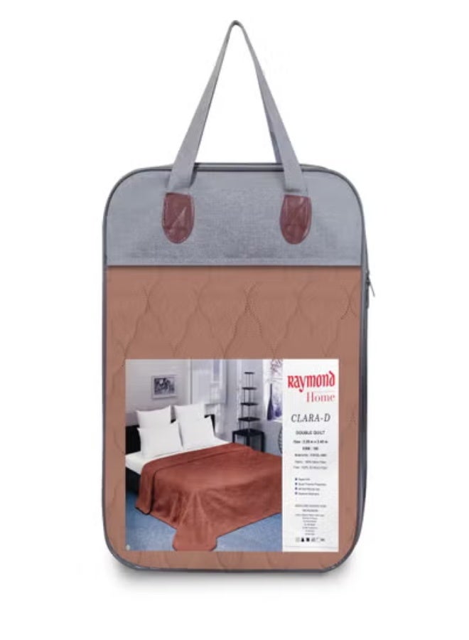 Raymond Home Microfiber Quilt All Season AC Soft Lightweight Blanket Double Bed Peach Finish  100 GSM - Brown & Grey (220 x 240 CM) - Image 1
