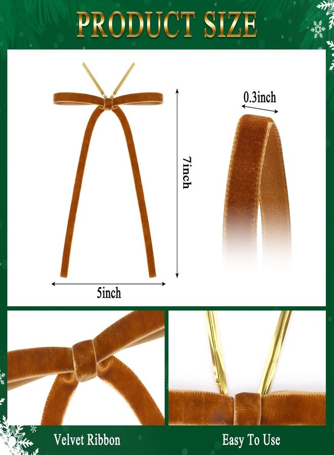 Draupnir 36pcs Velvet Christmas Tree Bows, 5 x 7 Inch Vintage Rustic Velvet Ribbon Bows Nice for Christmas Tree, Christmas Garland, Large Gifts, Parties, Home Decor Wedding Outdoor Indoor(Khaki) - Image 2