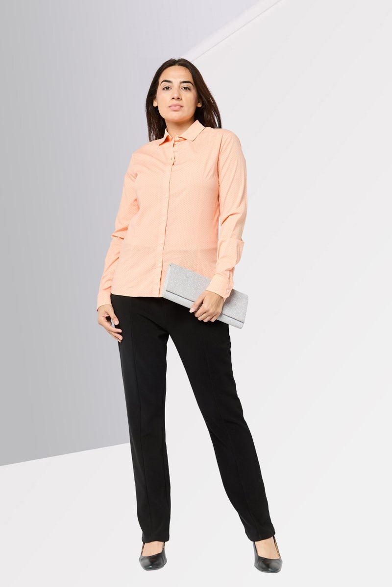 Harmont & Blaine Women Spread Collar Brand Logo Shirt, Orange - Image 3