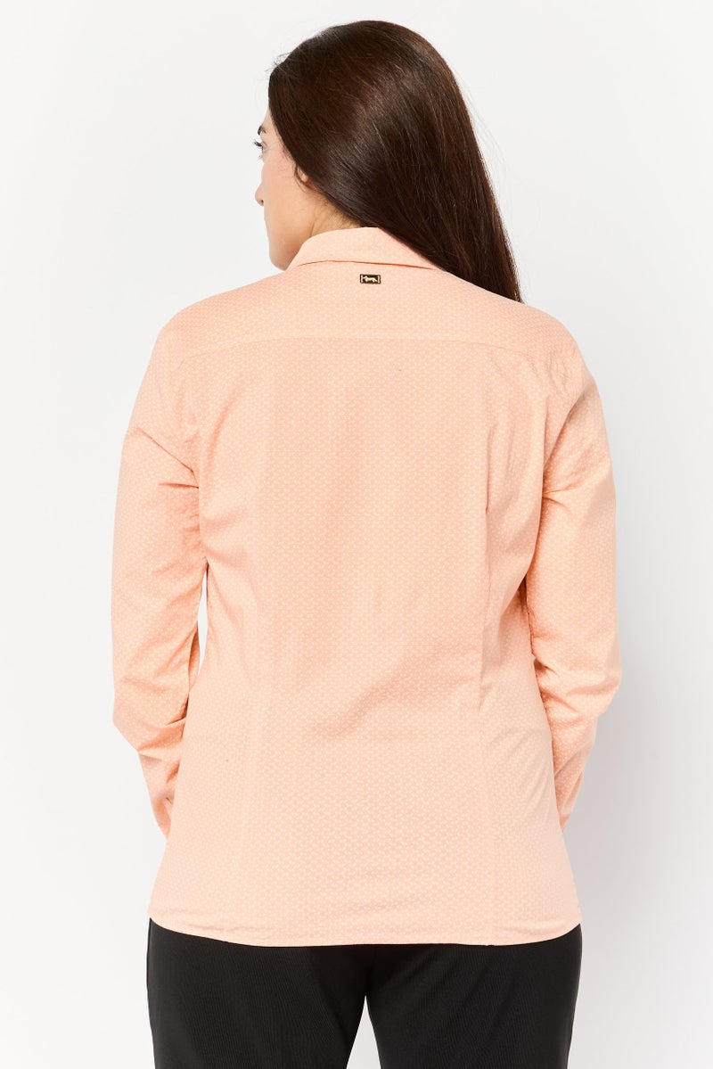 Harmont & Blaine Women Spread Collar Brand Logo Shirt, Orange - Image 2