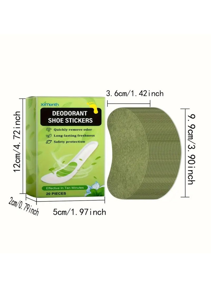 ximonth 20 Pcs Deodorizing Shoe Stickers,Sweat-Absorbent & Odor Universal Fit for All Shoe Types,Commercial Cleaning, for Home Use / All Shoe Models / Everyone,Shoe Care Essentials  - Image 3