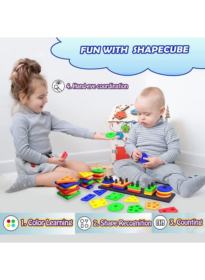STOFFIER GARTEN Angle Geometric Plastic Blocks, Sorting & Stacking Toys for Toddlers & Kids, Color Stacker Shape Sorter Educational Blocks Learning Toy for 1-3 Years Old Unisex,Multicolor, 1 Piece - Image 4