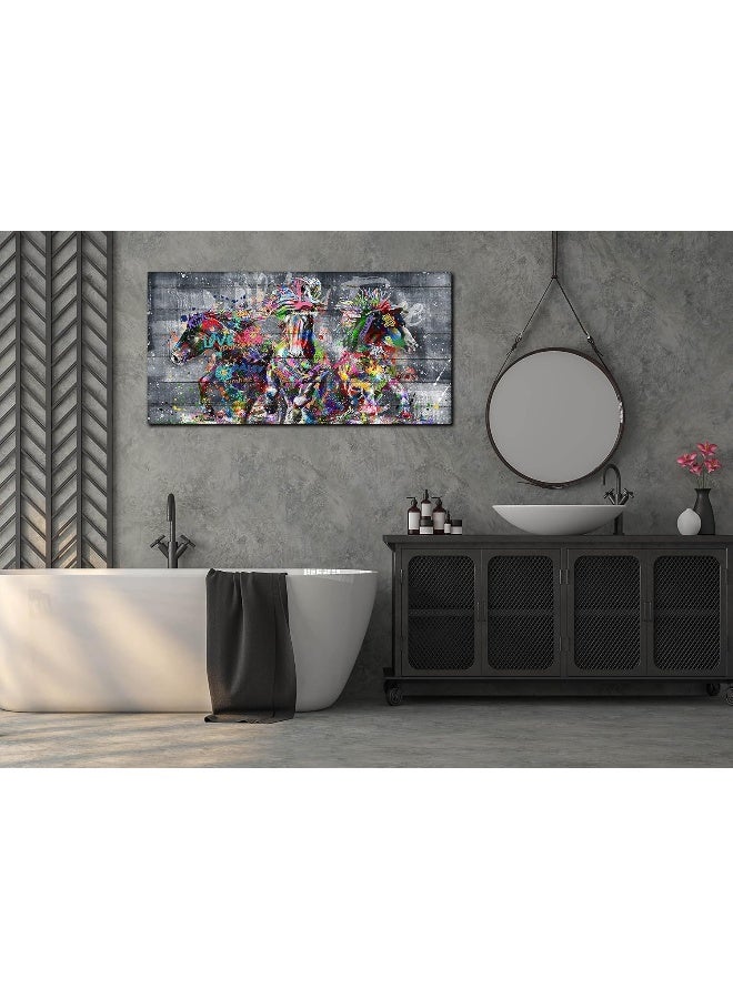 SIXTTART Horse Wall-Art for Living Room Large Size - Abstract Wall Decor for Office - Graffiti Paintings for Wall Decorations Ready to Hang 40 x 20, 40x20 - Colors 3 - Image 4