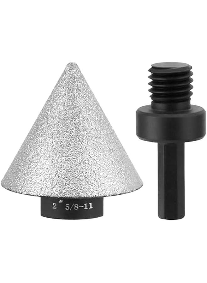 Arabest Diamond Beveling Chamfer Bit with Countersink, 0-2 (50mm) Hole Enlarging, 5/8-11 Thread, for Porcelain, Ceramic, Granite, 3/8 Hex Shank - Image 1