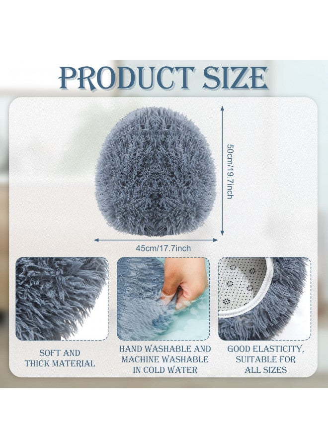 Kingdder 3 Pcs Toilet Lid Cover for Bathroom, Machine Washable, Plush Shag Seat Covers, Dries Quickly, Soft Fluffy Fabric 17.7 x 19.7 Fits Standard Toilet Lids, Elastic Bathroom Decor, 2 Gray, 1 Black - Image 2