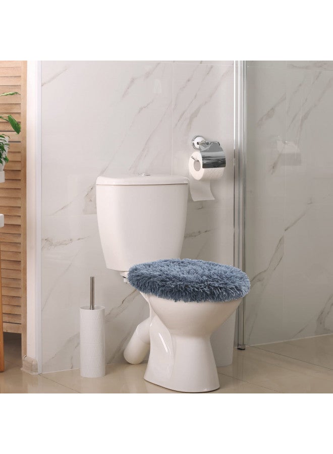 Kingdder 3 Pcs Toilet Lid Cover for Bathroom, Machine Washable, Plush Shag Seat Covers, Dries Quickly, Soft Fluffy Fabric 17.7 x 19.7 Fits Standard Toilet Lids, Elastic Bathroom Decor, 2 Gray, 1 Black - Image 3