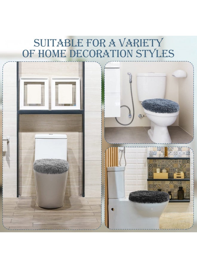 Kingdder 3 Pcs Toilet Lid Cover for Bathroom, Machine Washable, Plush Shag Seat Covers, Dries Quickly, Soft Fluffy Fabric 17.7 x 19.7 Fits Standard Toilet Lids, Elastic Bathroom Decor, 2 Gray, 1 Black - Image 4