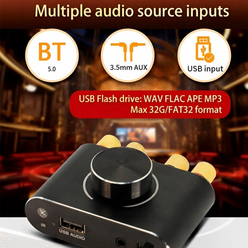 Portable Sound Amplifier: BT 5.1 Wireless Audio Power Amp With Large Heat Dissipation Area - Multi-Control Compact Black Audio Power Amplifier for Car and Home Use - Image 5