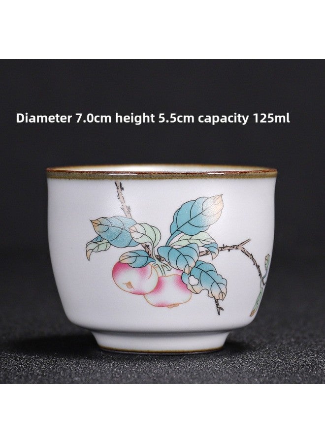 Ru Kiln Teacup Master Cup Individual Single Cup Open Piece Ice Flower Glaze Ceramic Tea Tasting Cup Kung Fu Tea Set Tea Bowl Gift Box-Color:Ru Kiln Moon White Cornucopia Cup-apple Collection And Purchase To Get A Tea Towel-Capacity:Other  - Image 1