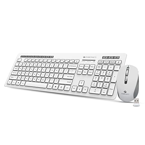 Zebronics Zeb-Companion 500 2.4GHz Wireless Keyboard & Mouse Combo, USB Nano Receiver, Chiclet Keys, Ultra Silent, Power On/Off Switch, Rupee Key, for PC/Mac/Laptop (White) - Image 1