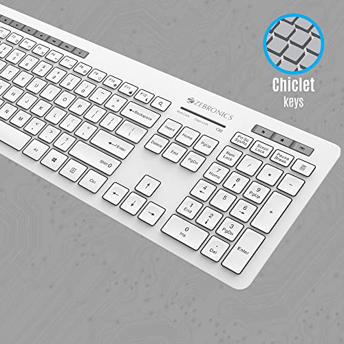 Zebronics Zeb-Companion 500 2.4GHz Wireless Keyboard & Mouse Combo, USB Nano Receiver, Chiclet Keys, Ultra Silent, Power On/Off Switch, Rupee Key, for PC/Mac/Laptop (White) - Image 2