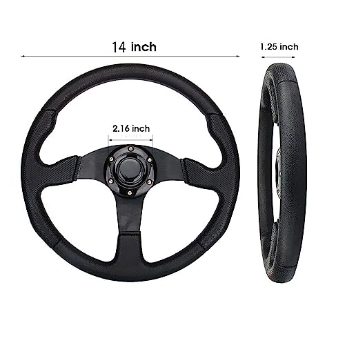 Spaorcco Flat-bottom Golf Cart Steering Wheel for Club Car DS &Precedent Universal Design 14 inch EZGO RXV & TXT, Yamaha Golf Cart Steering Wheels - Image 3