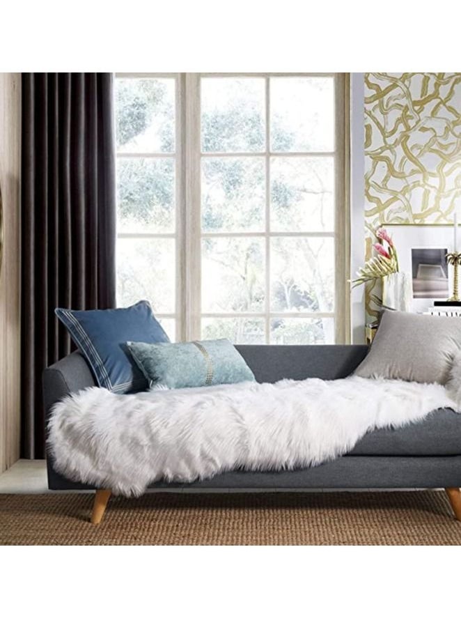 Mei Lifestyle - Super Soft Rabbit Fur Living Room Carpet Can Be Use As Area Rug Also With Anti Slip Bottom (Size 60×150CM), Rectangle - Image 1