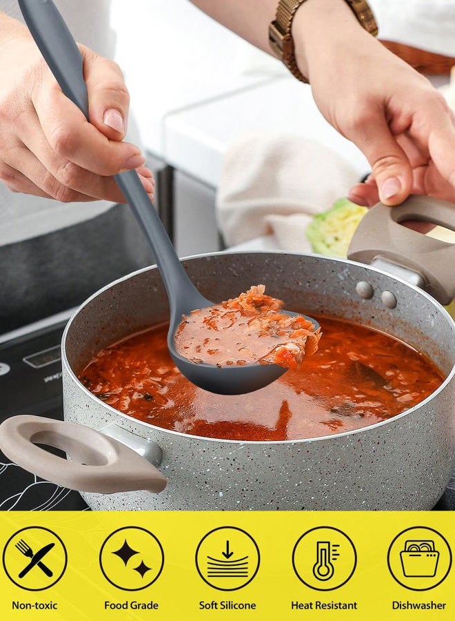 SouxMux 3 Pcs Silicone Kitchen Utensils Set, Soup Ladle-Pasta Fork-Slottede Spoon, Nonstick BPA Free High Heat Resistant Cooking Utensils for Mixing, Serving, Draining, Turning, Stirring - Image 5