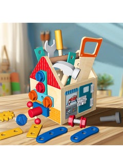 Generic CPC Wooden Montessori Busy House Nut Toolbox Children's Play House Multifunctional Unlock Early Education Educational Toys-Color:Hx-messori Hand Carry Busy House-a  - Image 2
