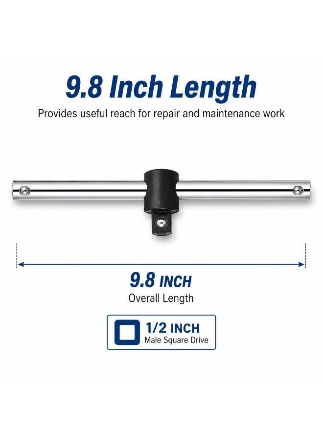 1/2 Inch Drive Sliding T Handle, 9.9 Inch Chrome Vanadium Steel Socket Sliding Bar for Ratchet, Garage, Car Repair, Workshop & DIY - Image 4