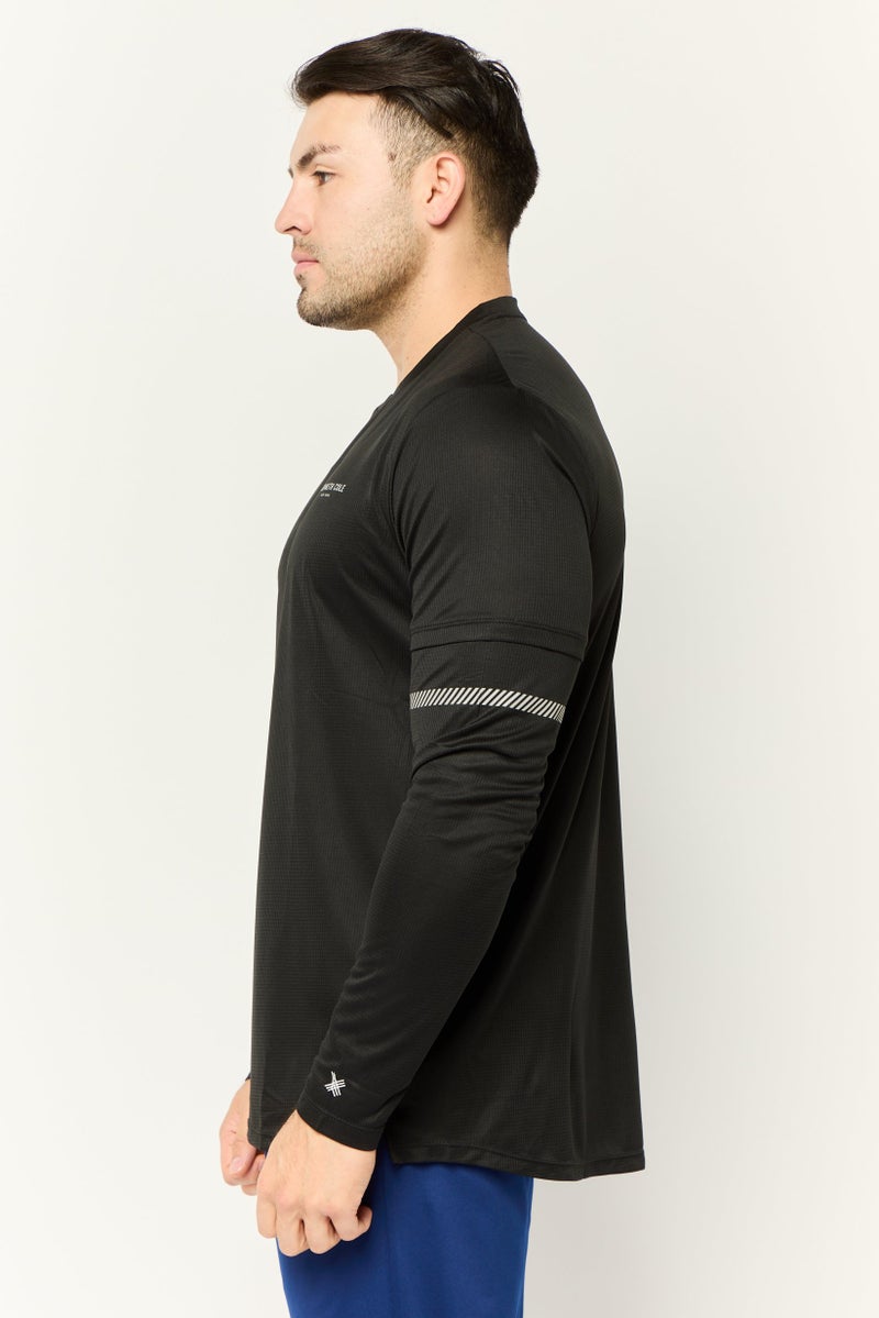 Kenneth Cole Men Crew Neck Long Sleeve Brand Logo T Shirt, Black - Image 3