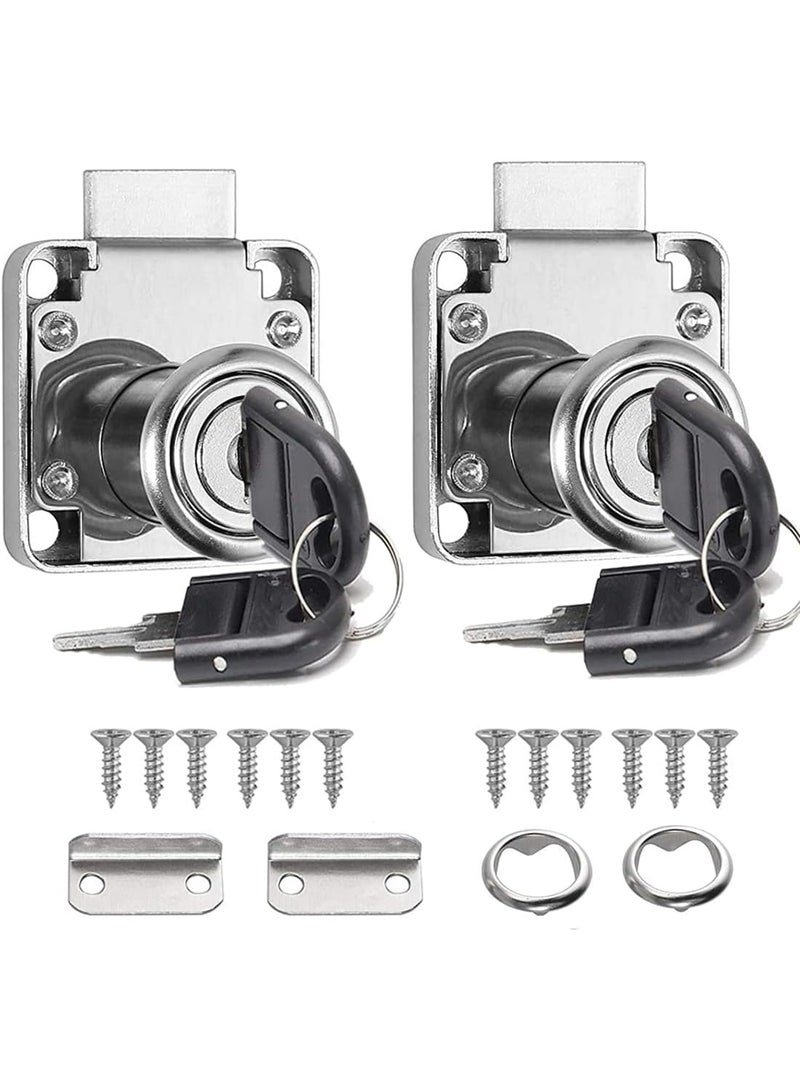2 Pack Cupboard Office Drawer Cam Lock Filing Cabinet Lock with 2 Keys Square Base Screw Fixed Furniture Security Lock for Furniture Door Household Mailbox Glass Showcase (Master Key Lock)