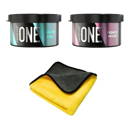Involve your senses One Fiber Combo - Snowfall & Frenchwood With Microfiber Cloth (Multicolor) | Car Perfume | Car Air Freshener, Bar | Car Accessories - Image 1