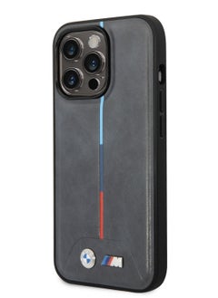 BMW iPhone 14 Pro Case M Collection Quilted PU Back Cover with Hot Stamped Tricolor Stripe and Printed Logo / Accuracy and accessibility / Protect your smartphone in style / Stylish and slim cell phone case - Black  - Image 2