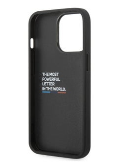 BMW iPhone 14 Pro Case M Collection Quilted PU Back Cover with Hot Stamped Tricolor Stripe and Printed Logo / Accuracy and accessibility / Protect your smartphone in style / Stylish and slim cell phone case - Black  - Image 3