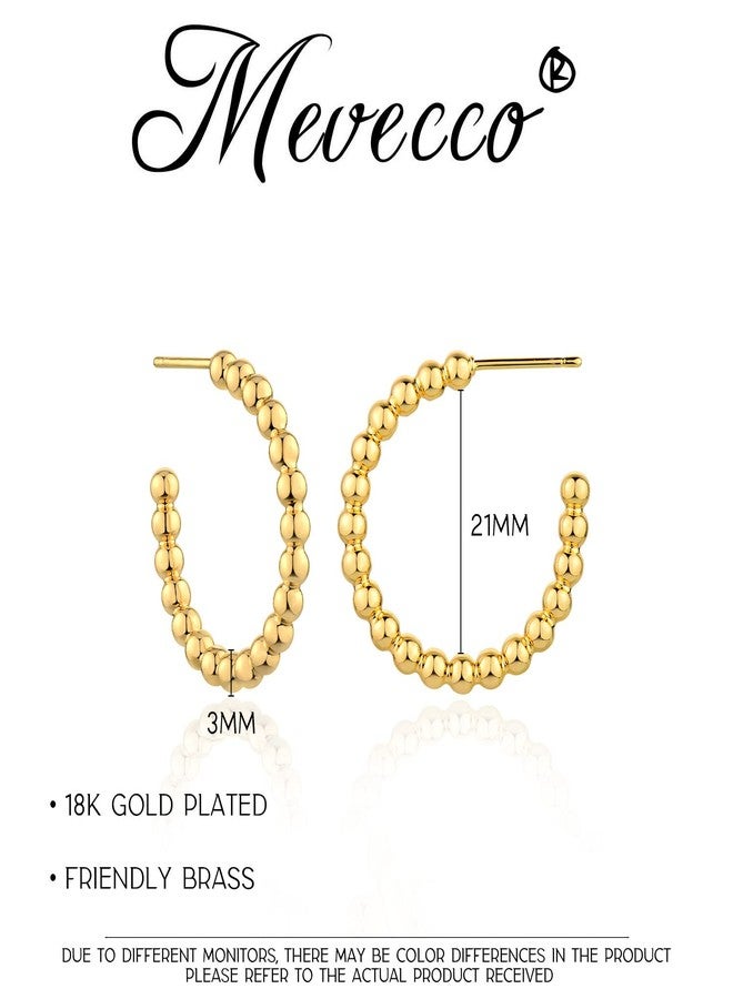 ميفيكو أقراط MEVECCO ذهبية دائرية، فضية إسترلينية، مزينة بخرز، حلقات مفتوحة، مطلية بذهب عيار 18 قيراط، أقراط صغيرة مضادة للحساسية، مجوهرات لها - Image 4