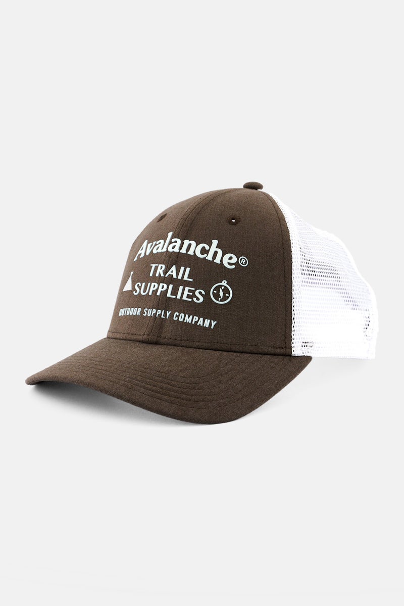 Avalanche Men Brand Logo Snap Button Closure Trucker Hat, White  - Image 1