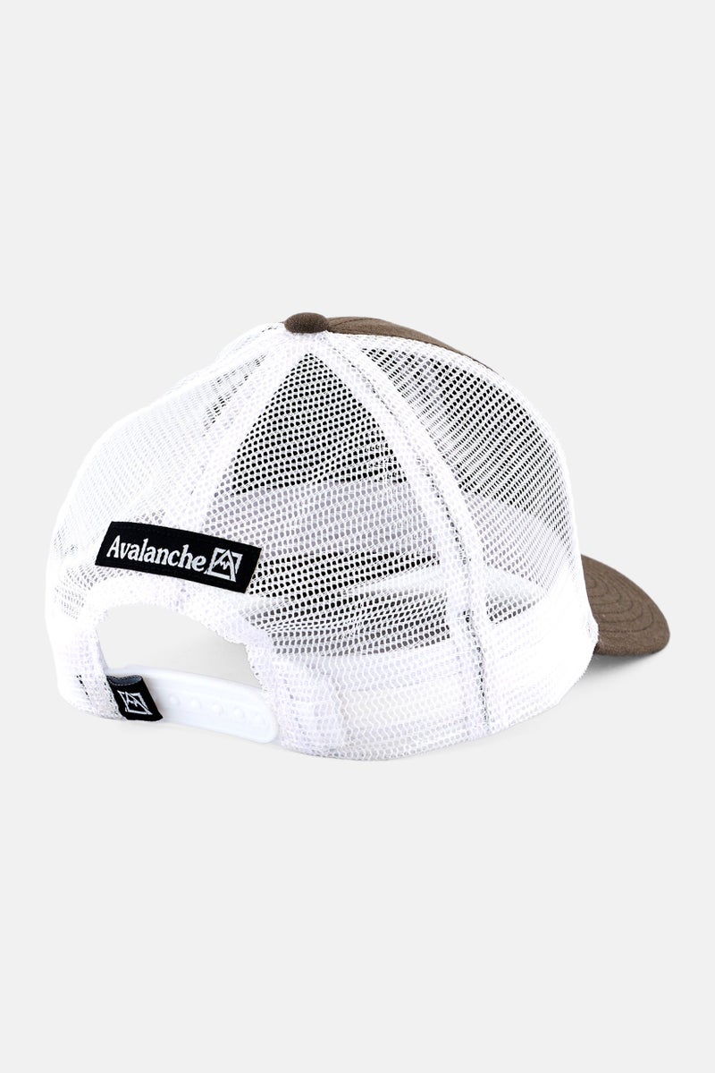Avalanche Men Brand Logo Snap Button Closure Trucker Hat, White  - Image 2