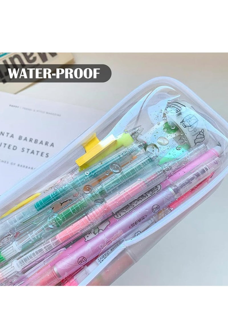 Oasisgalore 2 pcs Clear Zippered Pencil Cases, Black and White, for Girls, School, Exams, Organizer Pouch.  - Image 3