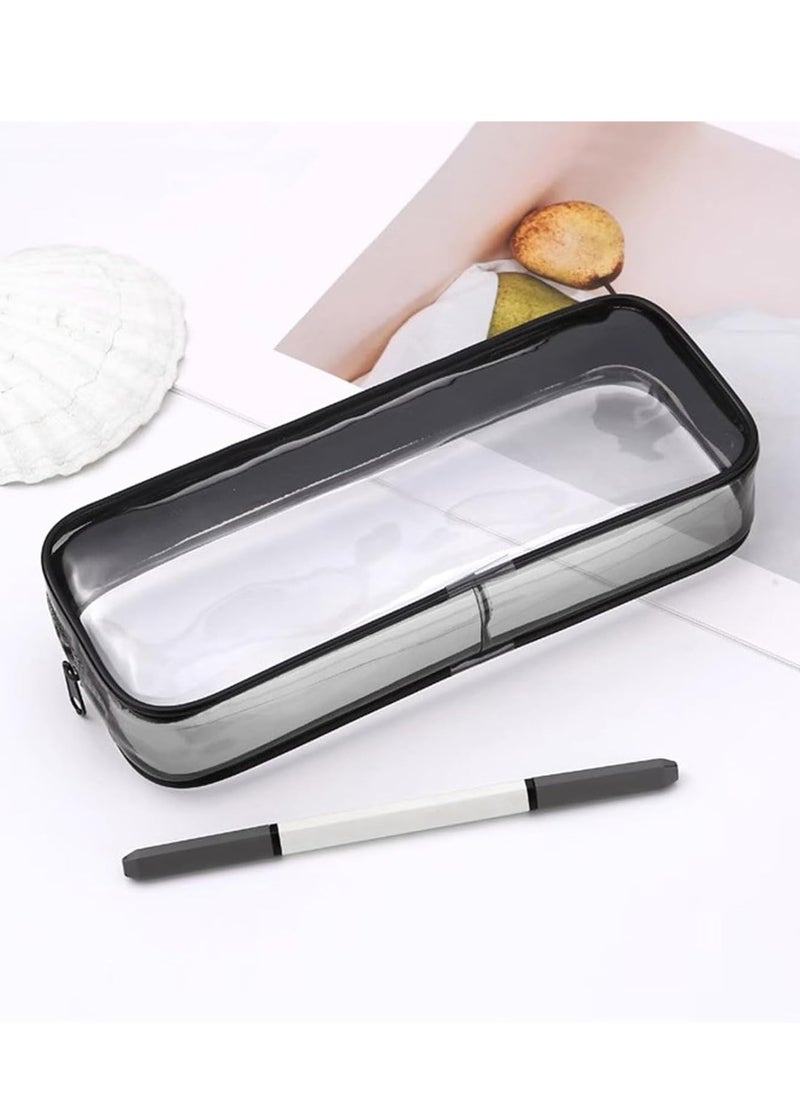 Oasisgalore 2 pcs Clear Zippered Pencil Cases, Black and White, for Girls, School, Exams, Organizer Pouch.  - Image 4