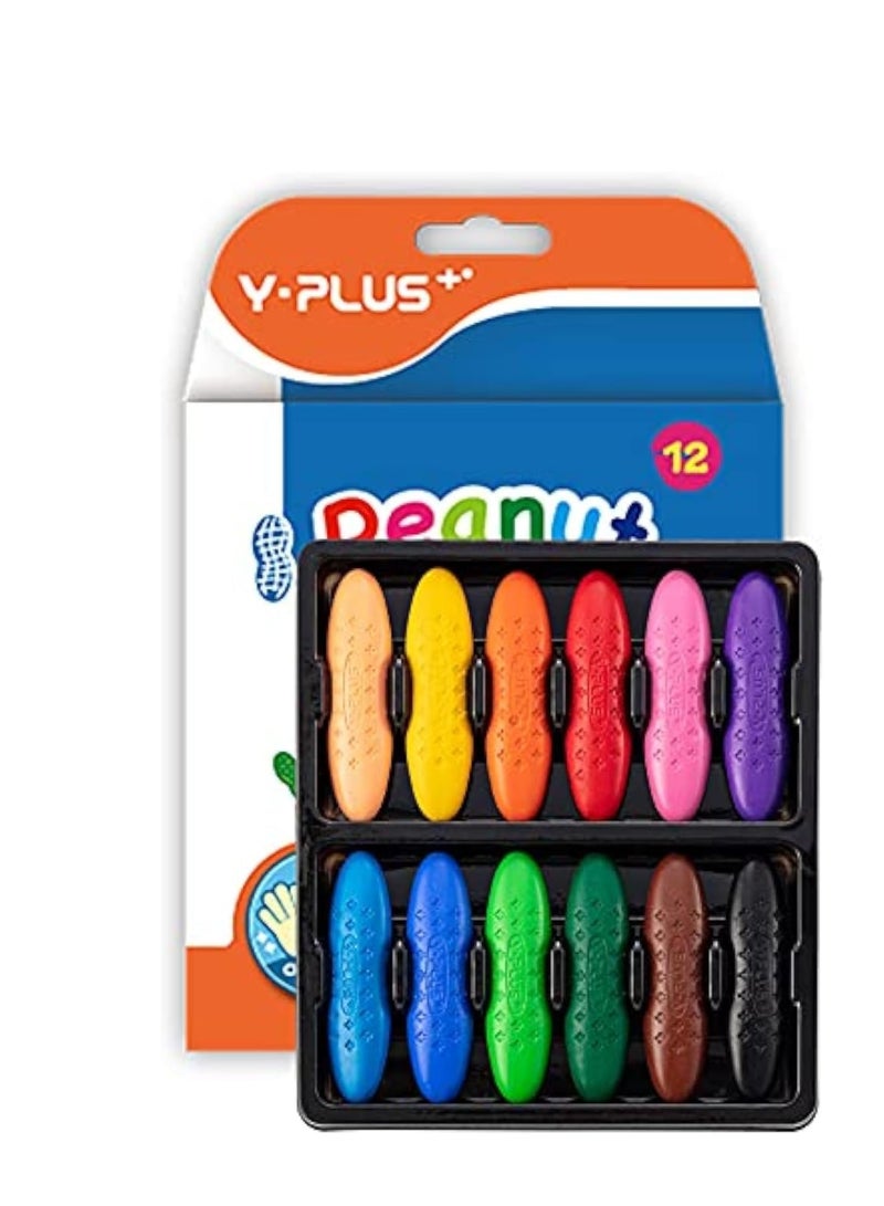 YPLUS Peanut Crayons for Kids, 12 Colors Washable Toddler Crayons, Non-Toxic Baby Crayons for ages 2-4, 1-3, 4-8, Coloring Art Supplies - Image 1