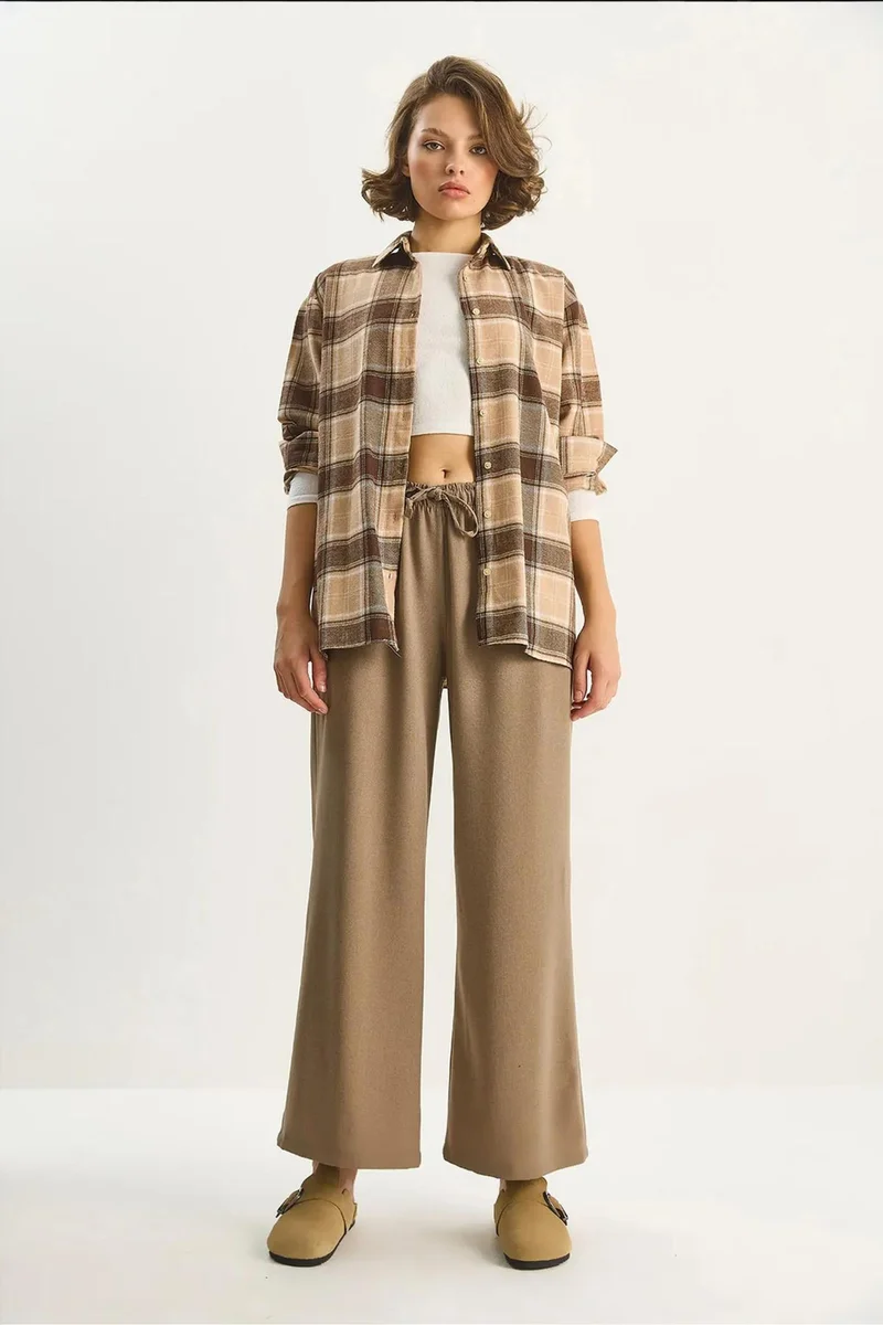 Bianco Lucci LUCCI Wide Leg Palazzo Pants with Tie Closure