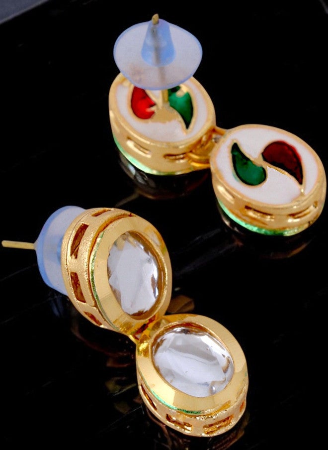 LUCKY JEWELLERY 18k Gold-Plated Kundan Studded Jewellery Set - Image 5