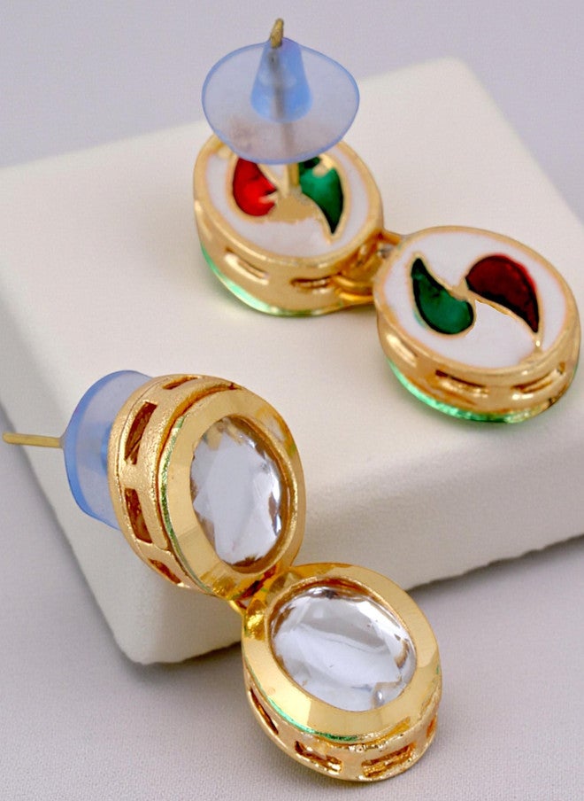 LUCKY JEWELLERY 18k Gold-Plated Kundan Studded Jewellery Set - Image 4