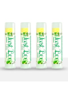 Just bee 100 Natural Beeswax Lip Balm with Organic Oils Cool Peppermint 4 pack 