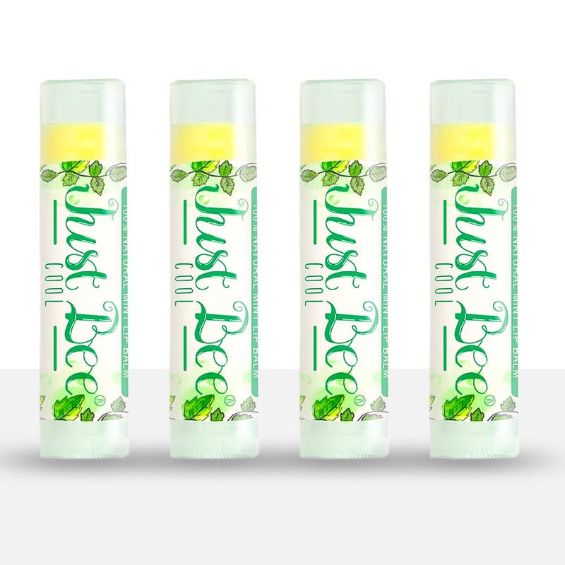 100 Natural Beeswax Lip Balm with Organic Oils Cool Peppermint 4 pack