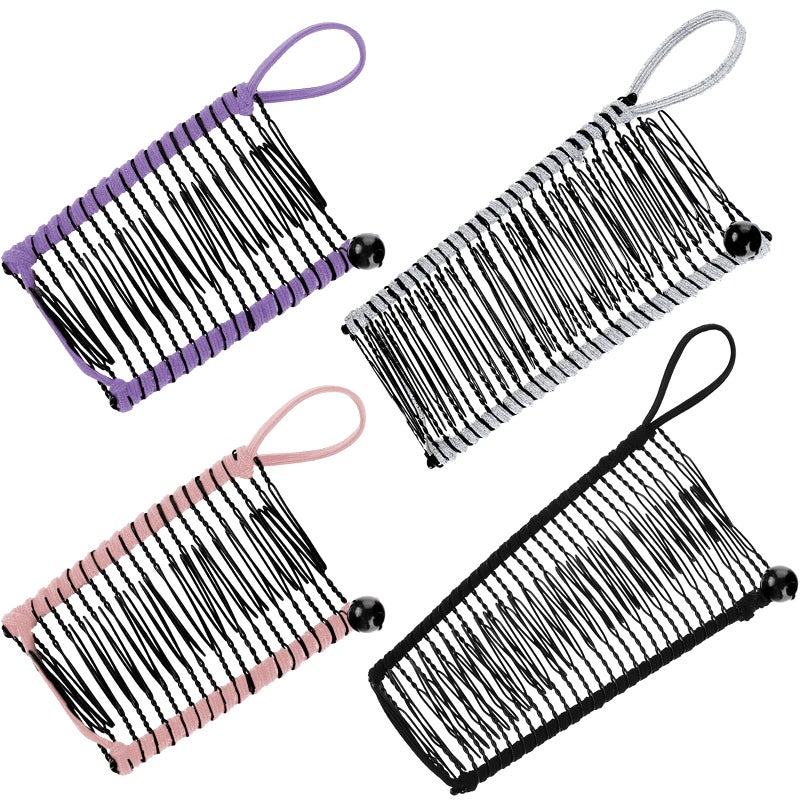 WILLBOND 4 Pcs Banana Hair Clips for Women Large Small Comb Vintage Clincher Banana Grip Clip Styling Accessories Gift for Curly Thick Thin Wavy Hair Ponytail WeddingPink Purple Black Silver