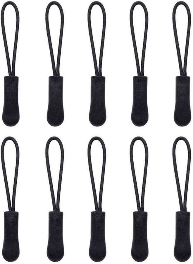 WLngtv 10 Pcs Black Zipper Pull Puller End Fit Rope Tag Replacement Clip Broken Buckle Fixer Tent Tab Cord Kit Suitcase Zip Backpack Travel Bag Sewing Notions Supplies - Image 1