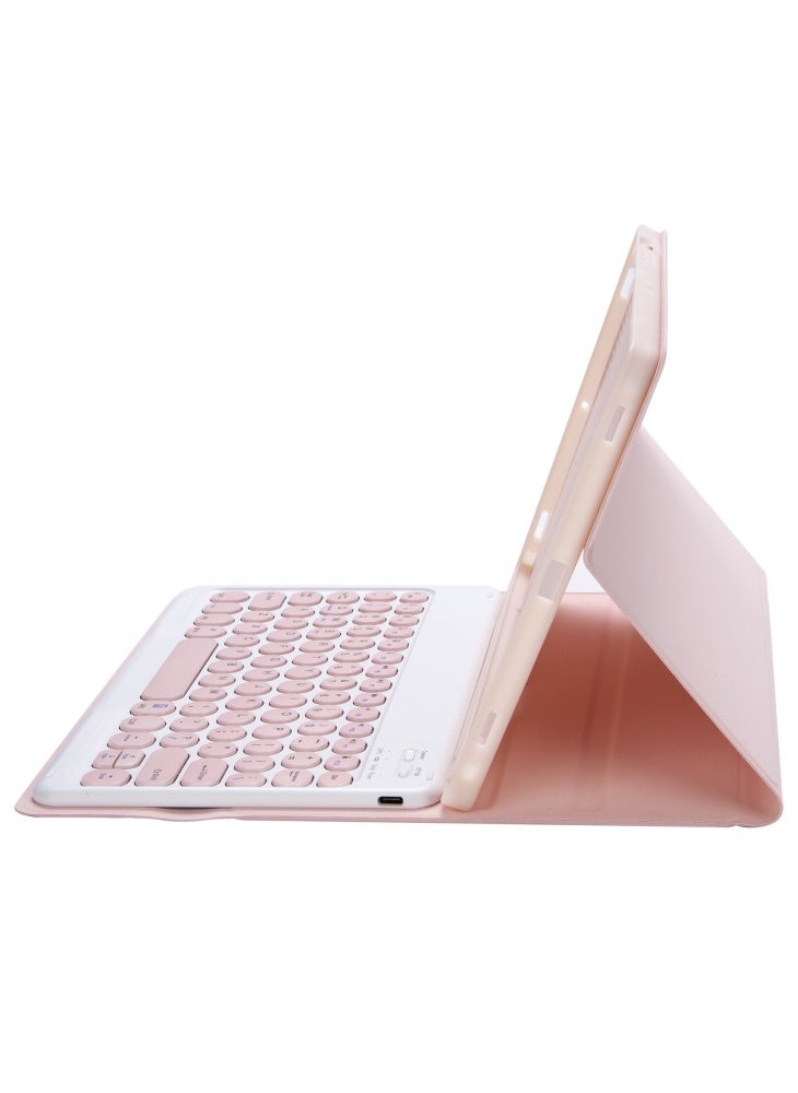 YT07B لجهاز iPad Air (2013)/Air 2/iPad 9.7 بوصة (2017)/(2018)/iPad Pro 9.7 بوصة (2016) جراب واقٍ مزود بمفاتيح دائرية ولوحة مفاتيح متوافقة مع البلوتوث وحامل مقاوم للصدمات وغطاء جلدي مع فتحة للقلم - وردي - Image 5