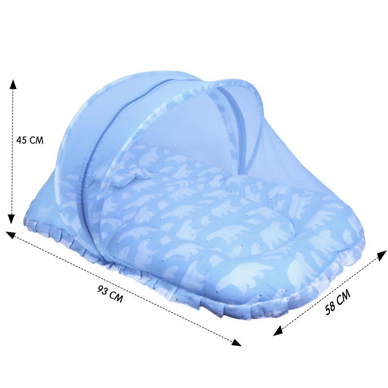 1ST STEP 100% Muslin Premium Baby Bedding Set with Mosquito Net |100% Insect Protection with Zip Closure & Baby Pillow (BLPOLARBEAR, Large Single) - Image 2