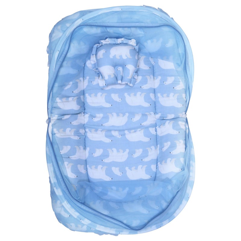 1ST STEP 100% Muslin Premium Baby Bedding Set with Mosquito Net |100% Insect Protection with Zip Closure & Baby Pillow (BLPOLARBEAR, Large Single) - Image 5