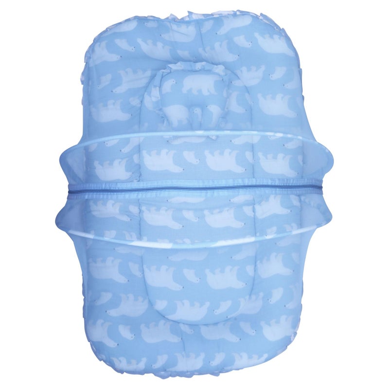 1ST STEP 100% Muslin Premium Baby Bedding Set with Mosquito Net |100% Insect Protection with Zip Closure & Baby Pillow (BLPOLARBEAR, Large Single) - Image 4