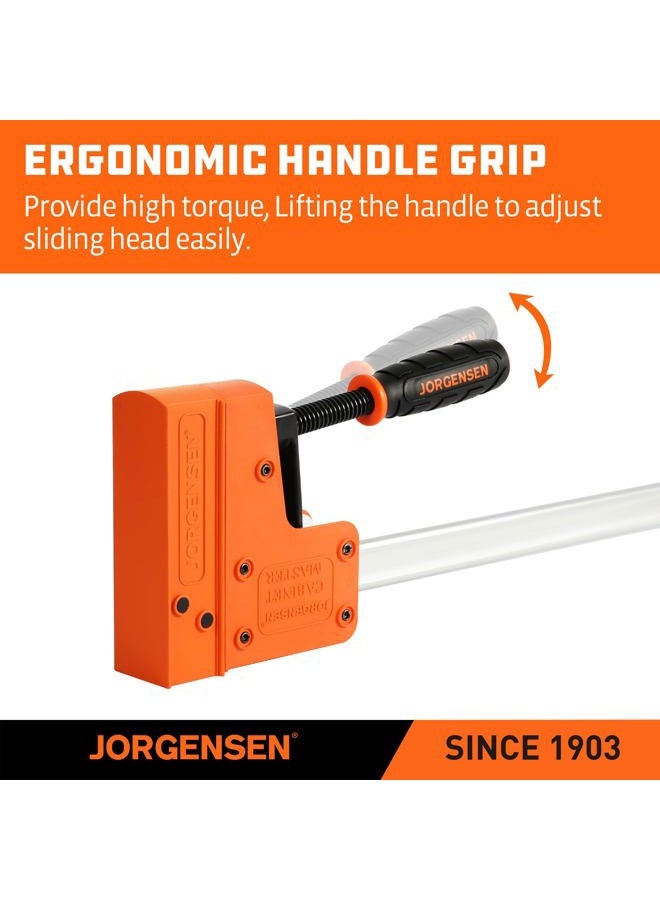 Jorgensen 18” Bar Clamp Set, 2-pack 90° Parallel Clamp Cabinet Master, Steel Jaw Bar Clamp for Woodworking, 1000 lbs load Limited - Image 4