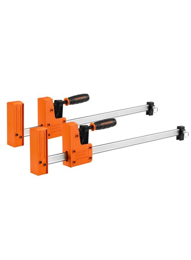 Jorgensen 18” Bar Clamp Set, 2-pack 90° Parallel Clamp Cabinet Master, Steel Jaw Bar Clamp for Woodworking, 1000 lbs load Limited - Image 1