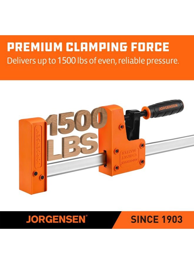 Jorgensen 18” Bar Clamp Set, 2-pack 90° Parallel Clamp Cabinet Master, Steel Jaw Bar Clamp for Woodworking, 1000 lbs load Limited - Image 3