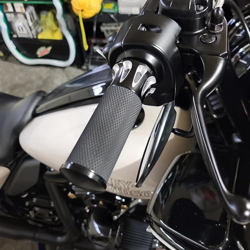 HEYOMOTOR Motorcycle Handlebar Grips 1" Black Street Glide Flhx Handgrip for Harley Davidson Touring Glides Electronic Throttle Grips 2008-2023 CNC Edge Cut (Black906) - Image 2