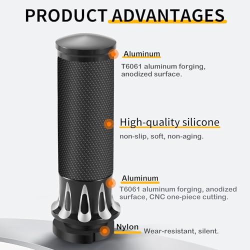 HEYOMOTOR Motorcycle Handlebar Grips 1" Black Street Glide Flhx Handgrip for Harley Davidson Touring Glides Electronic Throttle Grips 2008-2023 CNC Edge Cut (Black906) - Image 4